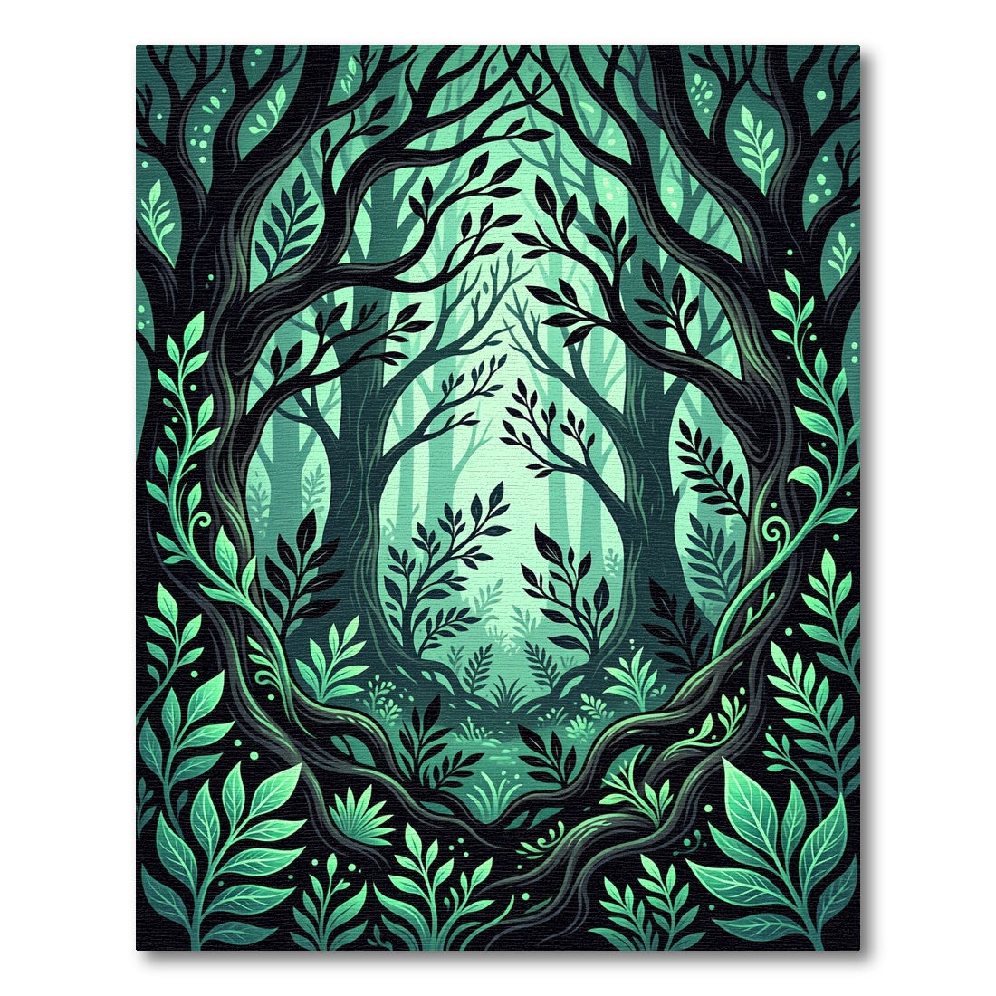 Enchanted Emerald Forest Canopy Rug