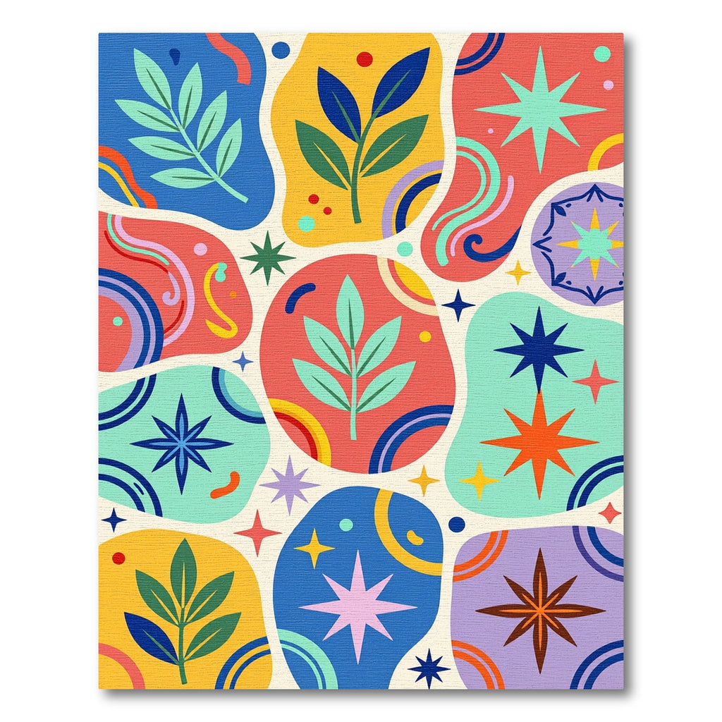 Mid-Century Modern Floral Starburst Pattern Rug