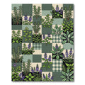 Green Sage Rosemary Flower Tile Rug