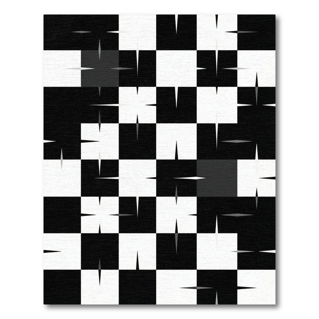 Black White Checkerboard Starburst Rug