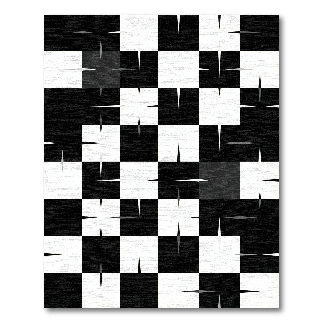 Black White Checkerboard Starburst Rug