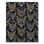 Bold Leopard Faces Dark Background Rug