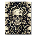 Gothic Skull and Thorn Floral Cream Rug