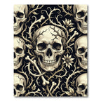 Gothic Skull and Thorn Floral Cream Rug