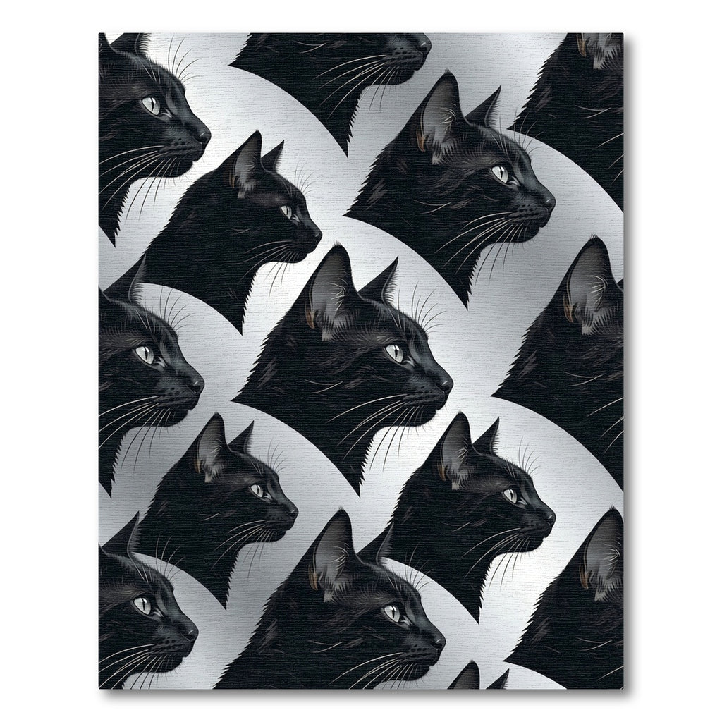 Black Cats Head Repeat Composition Rug