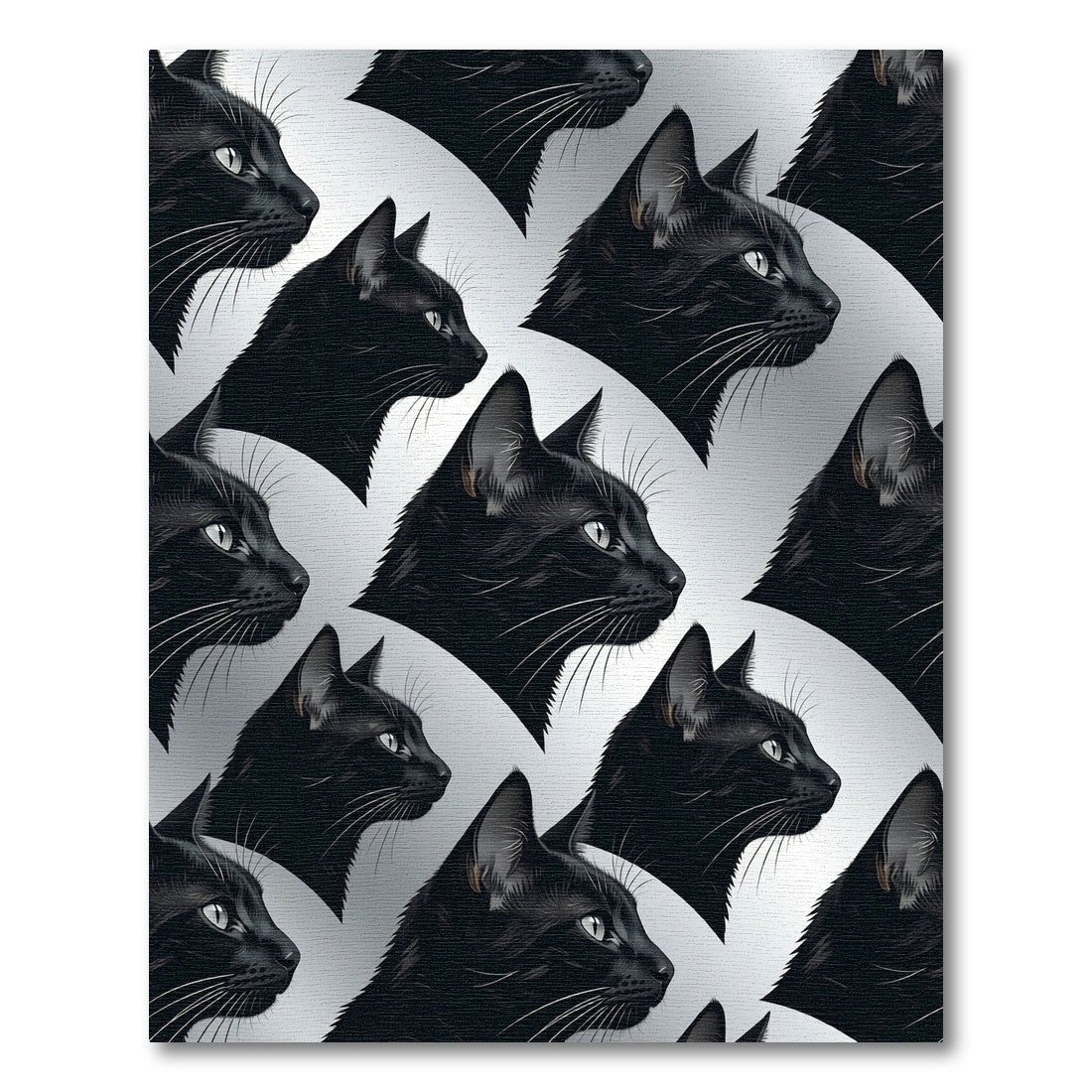 Black Cats Head Repeat Composition Rug