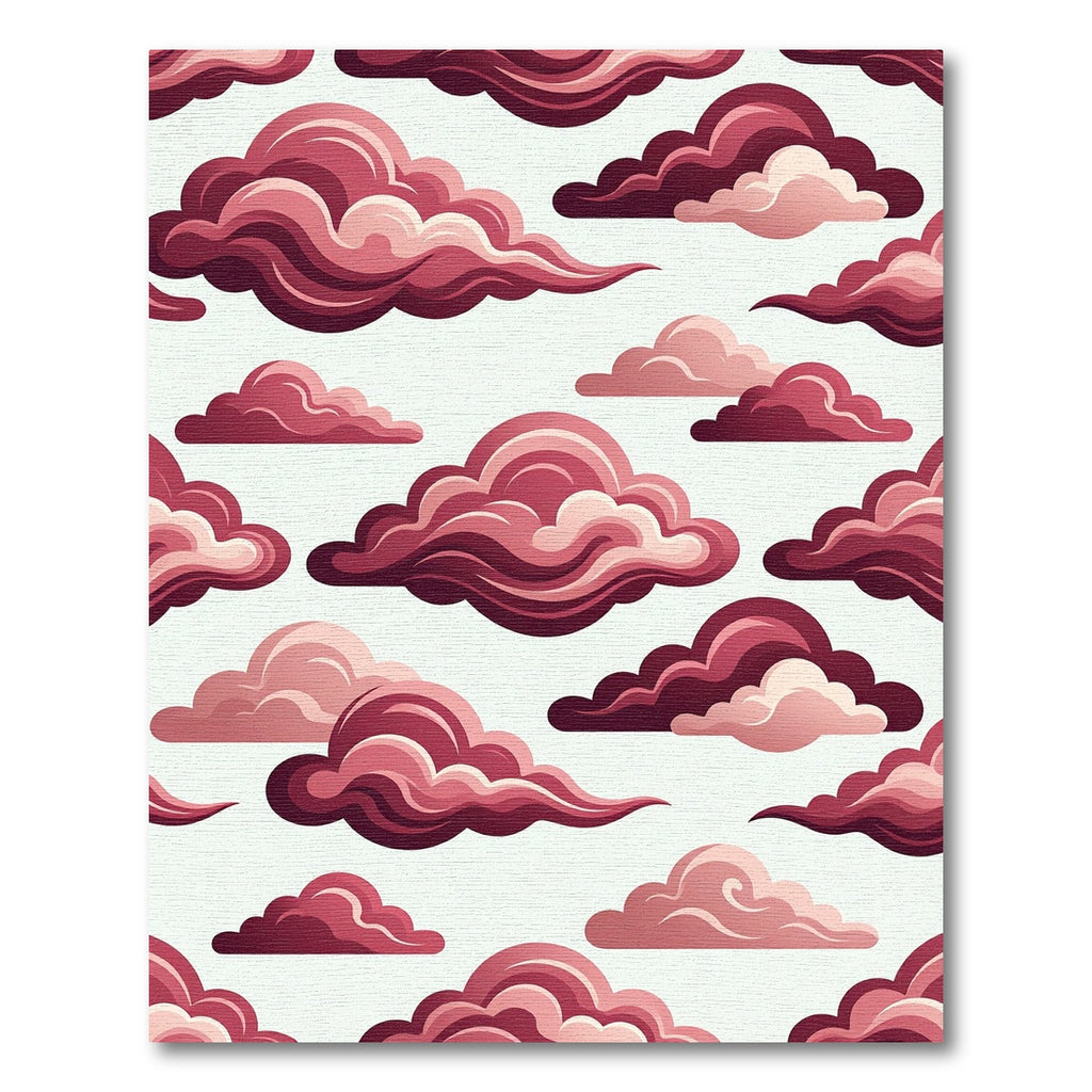 Crimson Cloudscape Swirls Rug