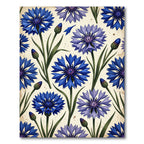 Blue Cornflower Garden Botanical Art Rug