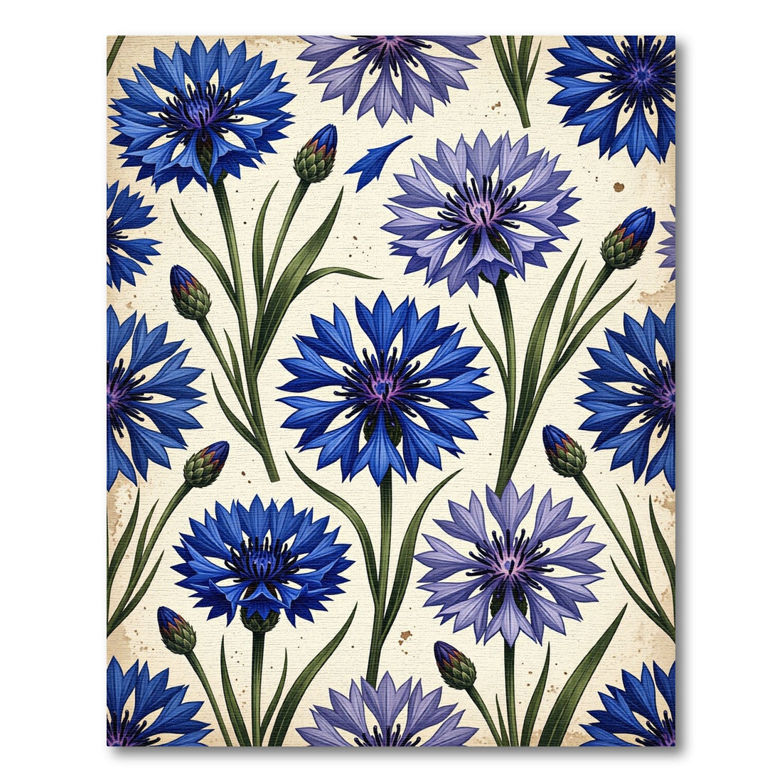 Blue Cornflower Garden Botanical Art Rug