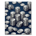 Metallic Silver Coin Stacks Rug