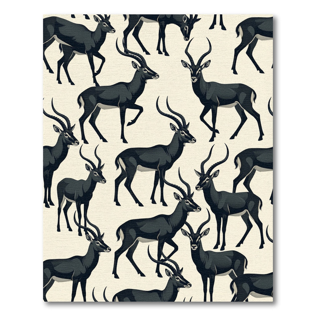 Modern Charcoal Black Antelope Silhouette Rug