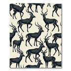 Modern Charcoal Black Antelope Silhouette Rug