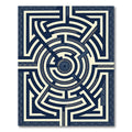 Navy Geometric Circular Maze Art Rug