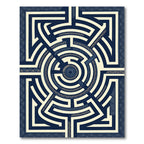 Navy Geometric Circular Maze Art Rug