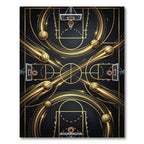 Golden Basketball Court Motion Lines Rug