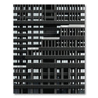 Monochromatic Dark Architectural Grid Structure Rug
