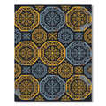 Rustic Ochre Blue Mandala Medallion Rug