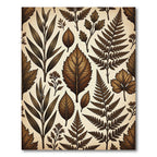 Monochromatic Brown Botanical Leaf Collage Rug