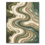 Organic Olive Green Abstract Swirl Rug