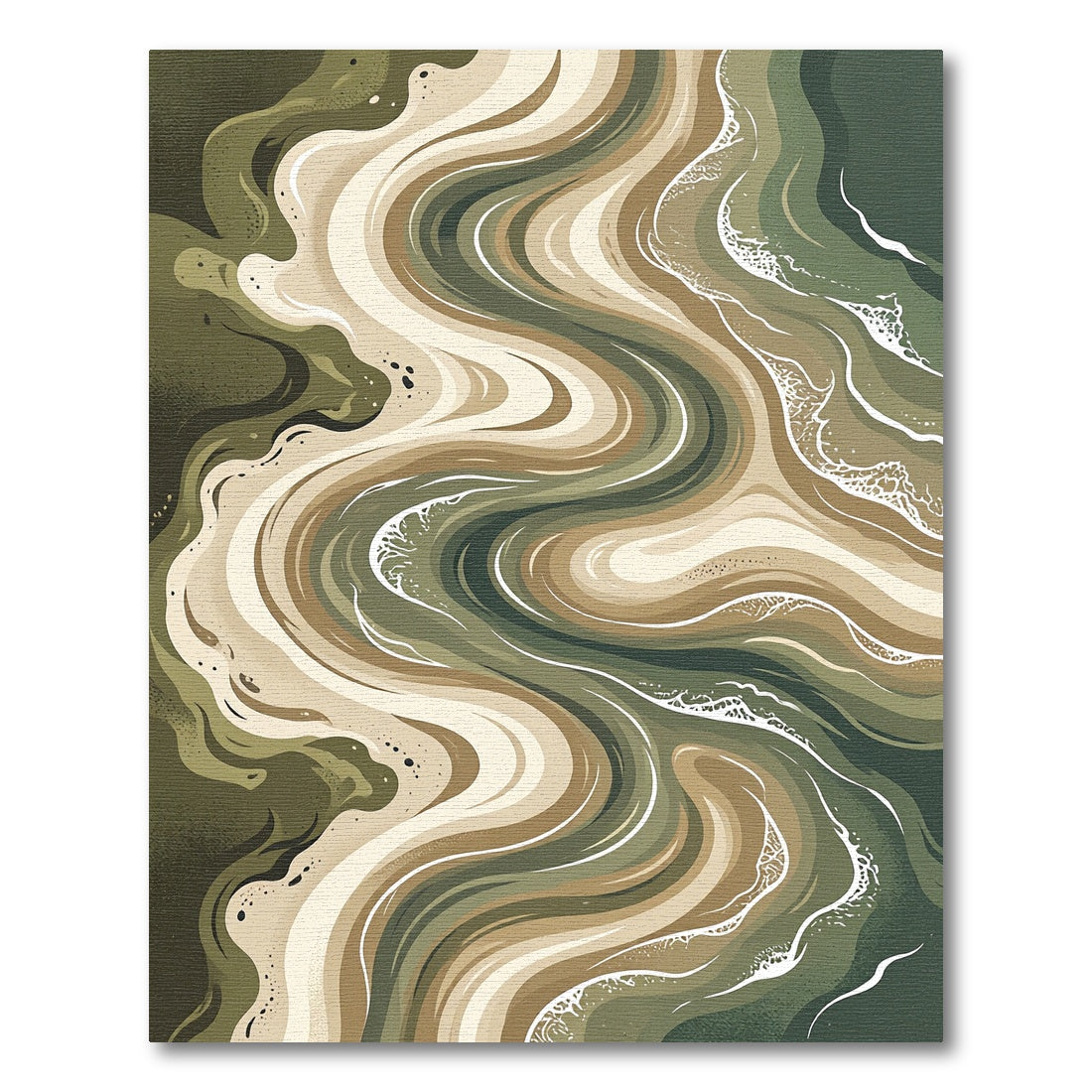 Organic Olive Green Abstract Swirl Rug