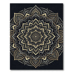Elegant Gold and Charcoal Mandala Rug