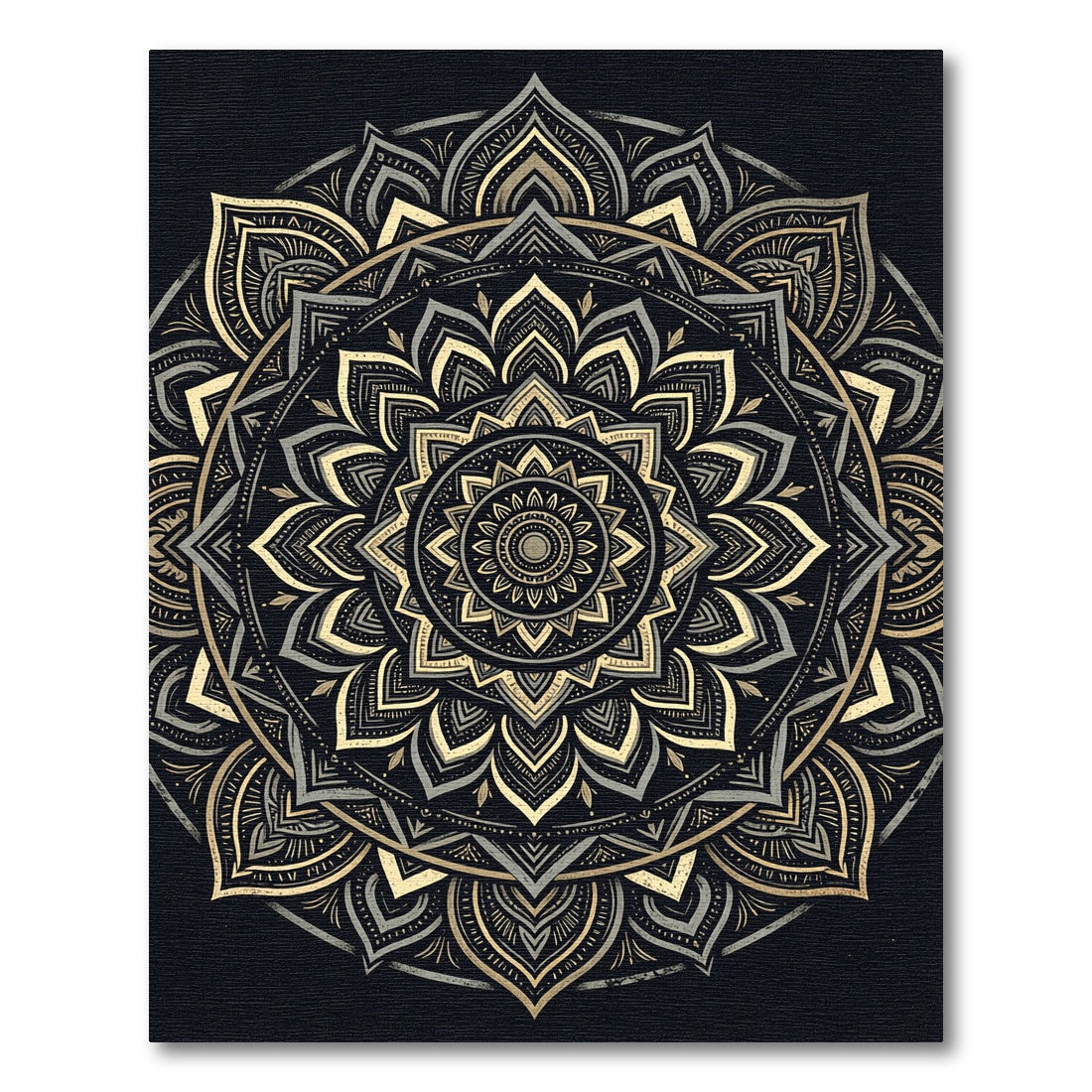 Elegant Gold and Charcoal Mandala Rug