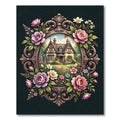 Ornate Floral Cottage Garden Framed Art Rug
