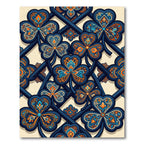 Ornate Navy Orange Clover Lattice Rug