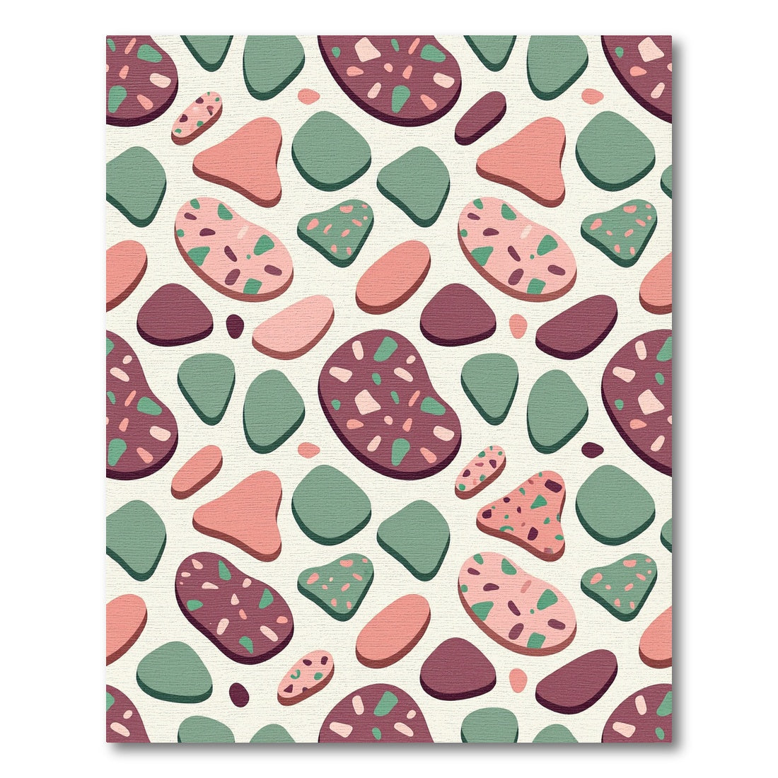 Modern Terrazzo Pebble Earth Tone Art Rug