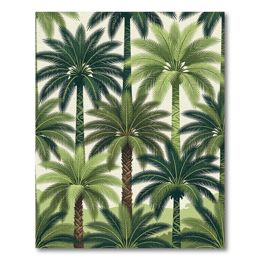 Tropical Green Palm Frond Collage Rug