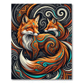 Vibrant Orange Fox Swirl Art Rug