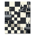 Monochrome Industrial Chessboard Composition Rug