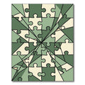 Sage Green Geometric Abstract Puzzle Rug