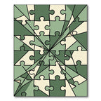Sage Green Geometric Abstract Puzzle Rug