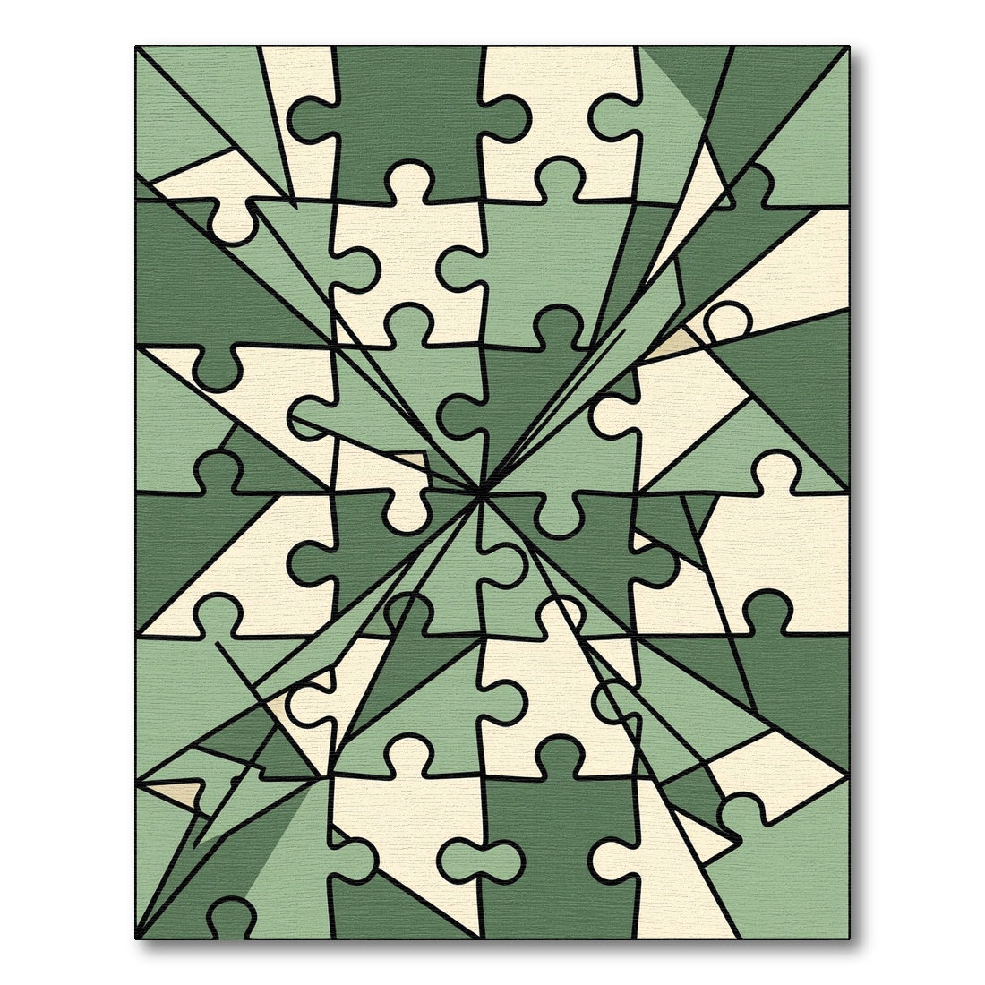 Sage Green Geometric Abstract Puzzle Rug