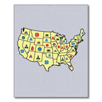 United States Map Icons Red Blue Rug