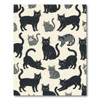 Whimsical Black and Gray Cat Silhouette Rug