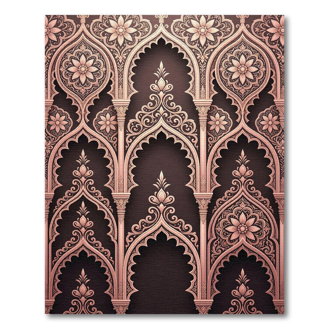 Rose Gold Arabesque Geometric Arch Rug