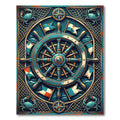 Nautical Deep Blue Crab Compass Wheel Rug