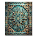 Teal and Gold Twelve Point Star Rug