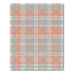Coastal Coral Gray Plaid Diamond Rug