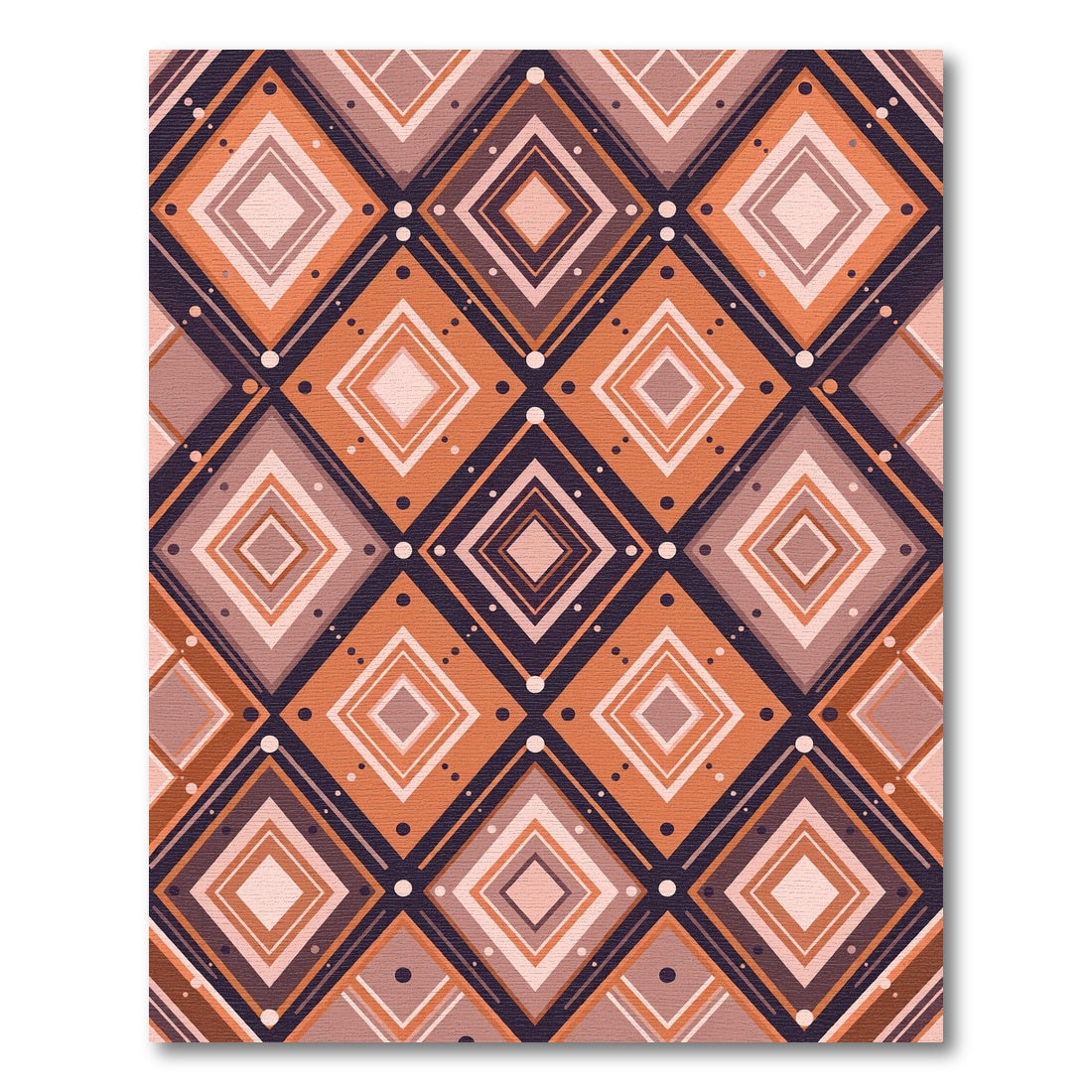 Terracotta Diamond Geometric Tiling Rug