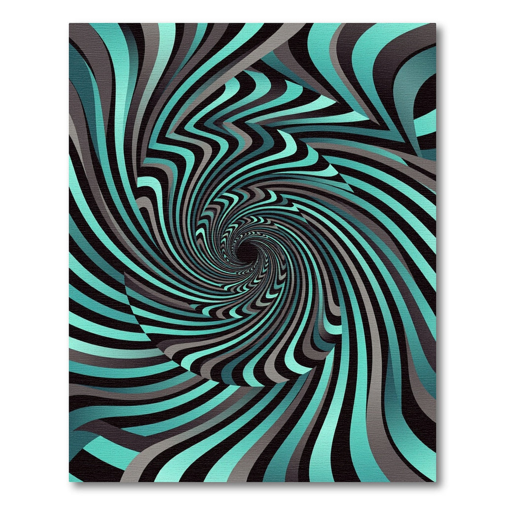Modern Teal and Charcoal Vortex Swirl Rug
