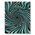 Modern Teal and Charcoal Vortex Swirl Rug