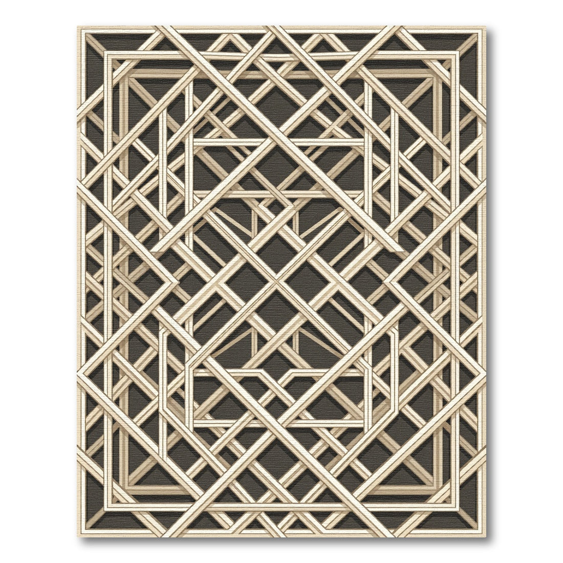 Interlocking Cream Geometric Ivory Lattice Rug