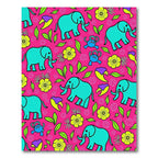 Turquoise Elephant Pink Floral Explosion Rug