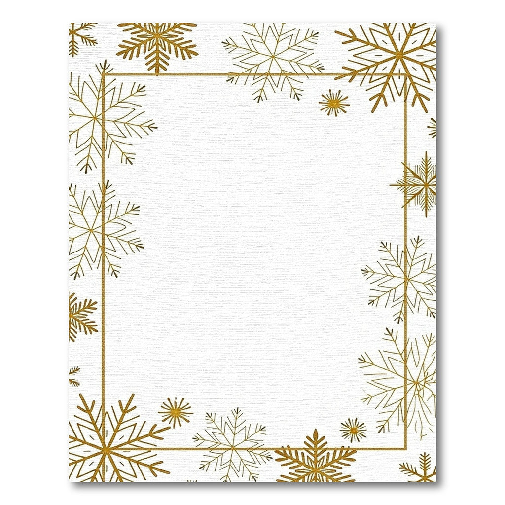Golden Snowflake Winter Border Rug