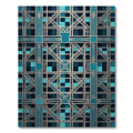 Art Deco Geometric Teal Silver Grid Rug