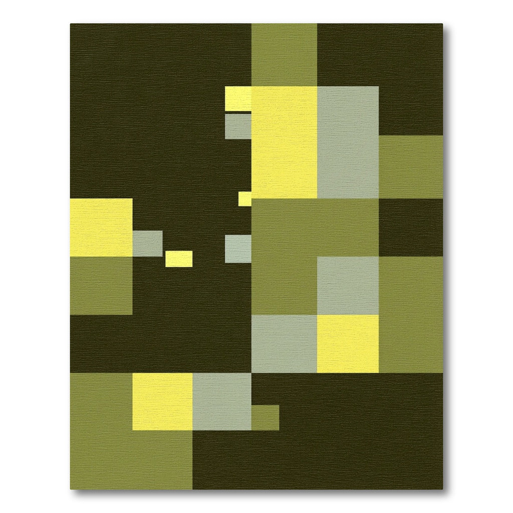 Abstract Yellow Gray Block Composition Rug