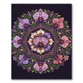 Orchid Floral Mandala on Dark Purple Rug